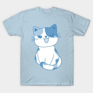 Calico Kitty Blue, Gray, and White Image T-Shirt